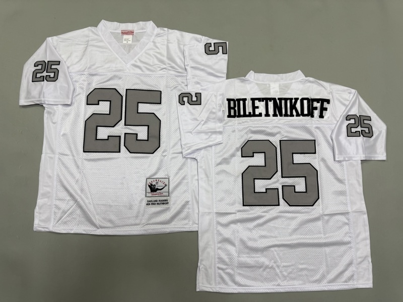 Men 2025 Nike Oakland Raiders #25 Biletnikoff white Throwback Limited NFL Jersey style 002->oakland raiders->NFL Jersey